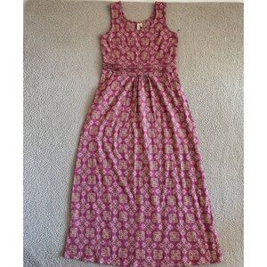 Sahalie Dress Pink Purple Sleeveless Maxi Boho Geometric Print